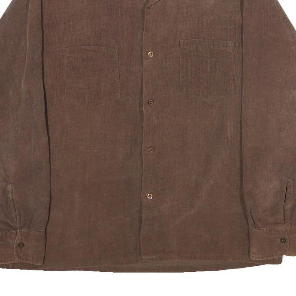 TARLETON Mens Brown Corduroy Shirt L Long Sleeve Button Closure Classic Fit