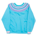PEGGY STEGEMILLER Icelandic Style Womens Sweatshirt Blue 90s M