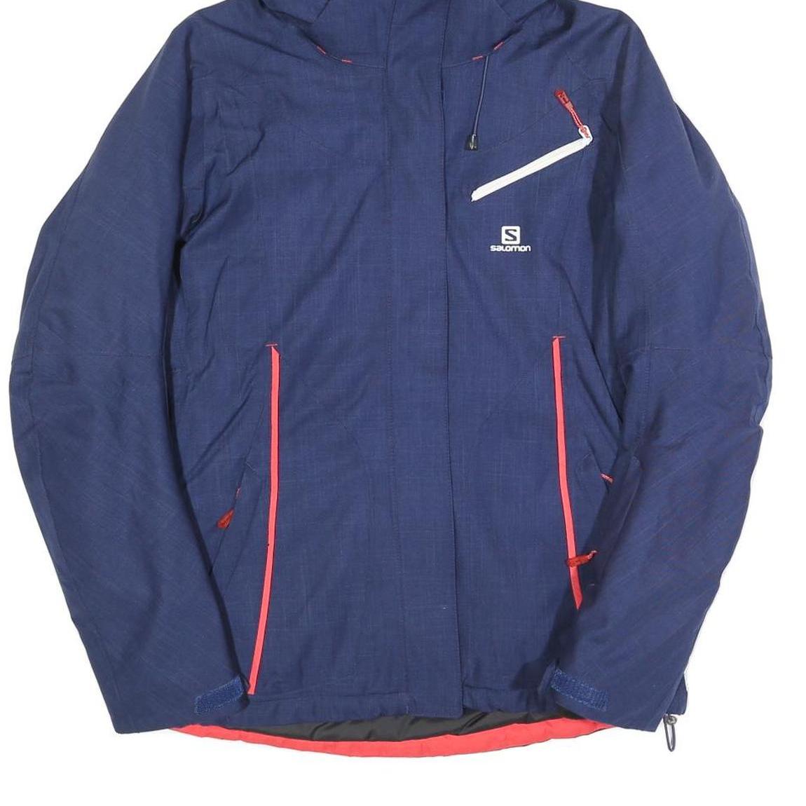 SALOMON Womens Blue Synthetic Jacket S Zip Hooded Outdoor Synthetic Sportswear