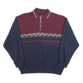 SAFE HARBOR Mens Maroon & Navy Geometric Pattern Collared XL Cotton Blend