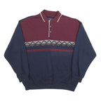 SAFE HARBOR Mens Maroon & Navy Geometric Pattern Collared XL Cotton Blend