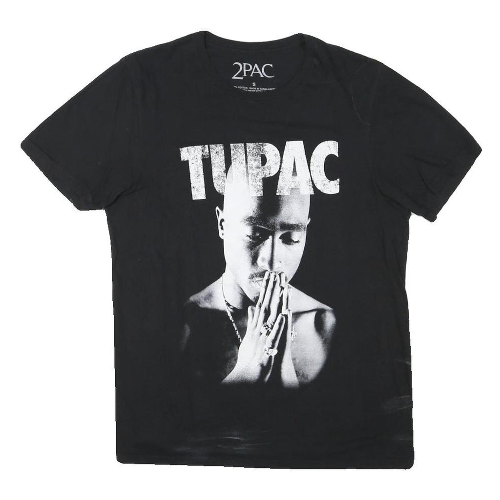 2PAC Mens Black Graphic T-Shirt XS Short Sleeve Crew Neck Cotton Blend