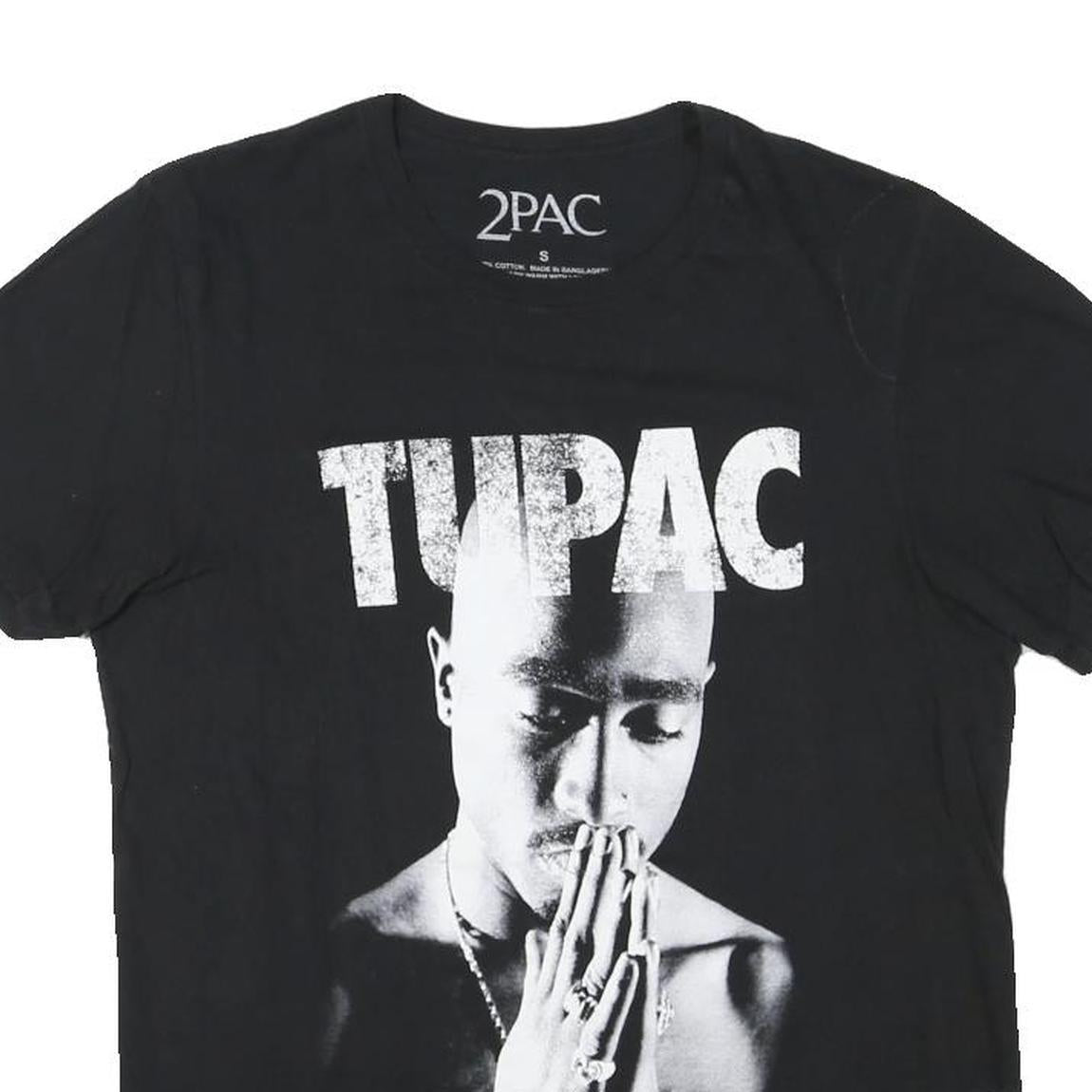 2PAC Mens Black Graphic T-Shirt XS Short Sleeve Crew Neck Cotton Blend