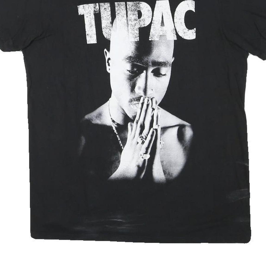 2PAC Mens Black Graphic T-Shirt XS Short Sleeve Crew Neck Cotton Blend