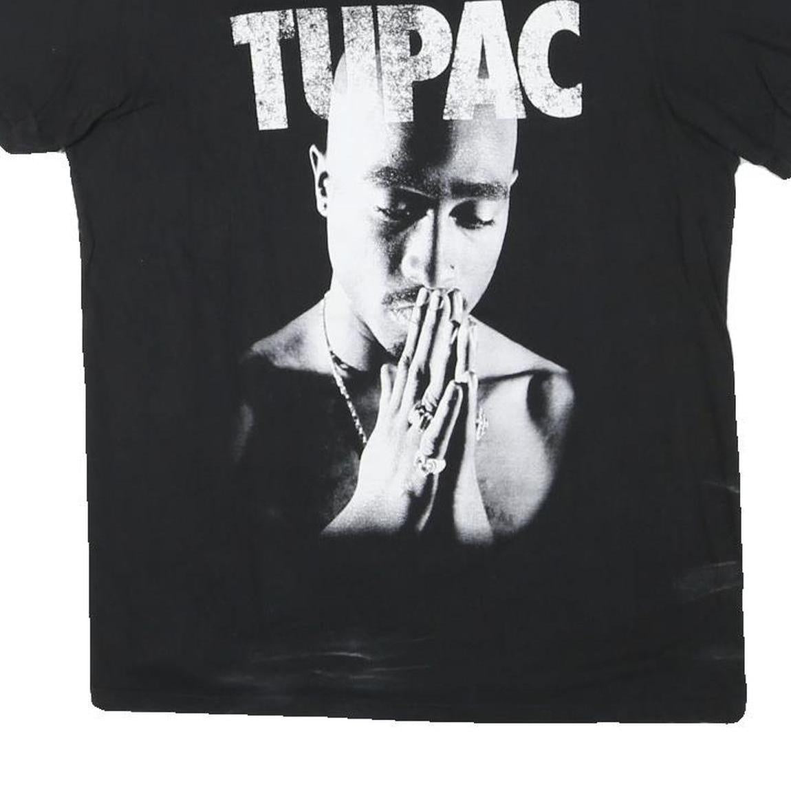 2PAC Mens Black Graphic T-Shirt XS Short Sleeve Crew Neck Cotton Blend