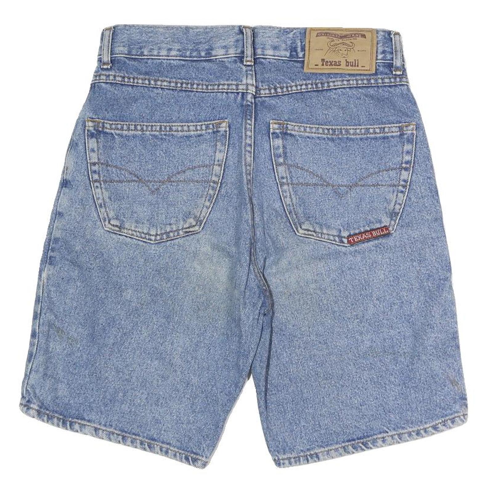 TEXAS BULL Mens Denim Blue Shorts M W28 Cotton Classic Fit Casual Zip Pockets