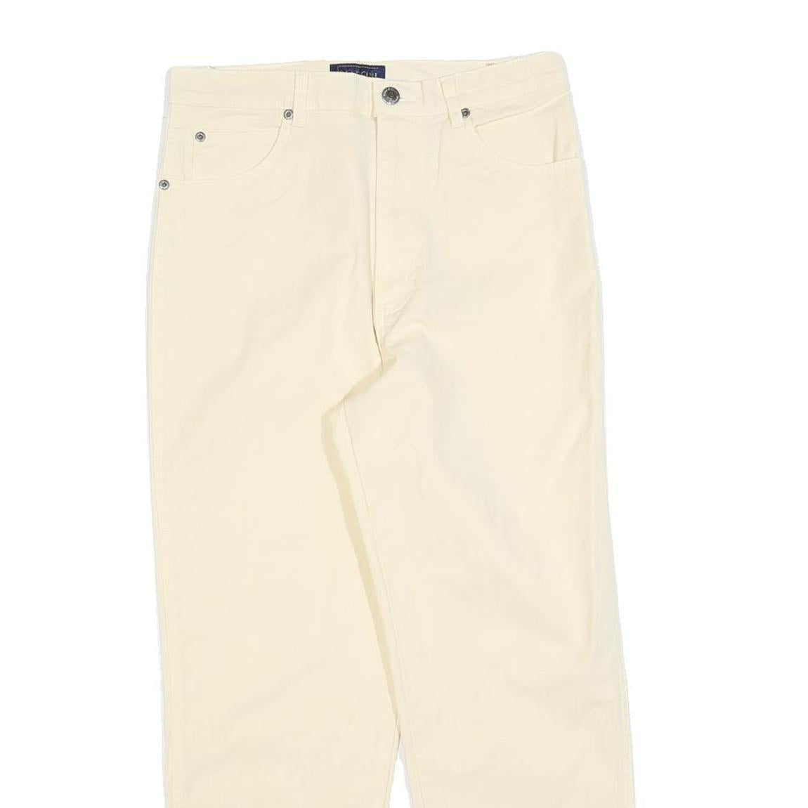 BIAGGINI Womens Cotton Blend Cream Regular Fit Straight Leg Trousers W28 L25