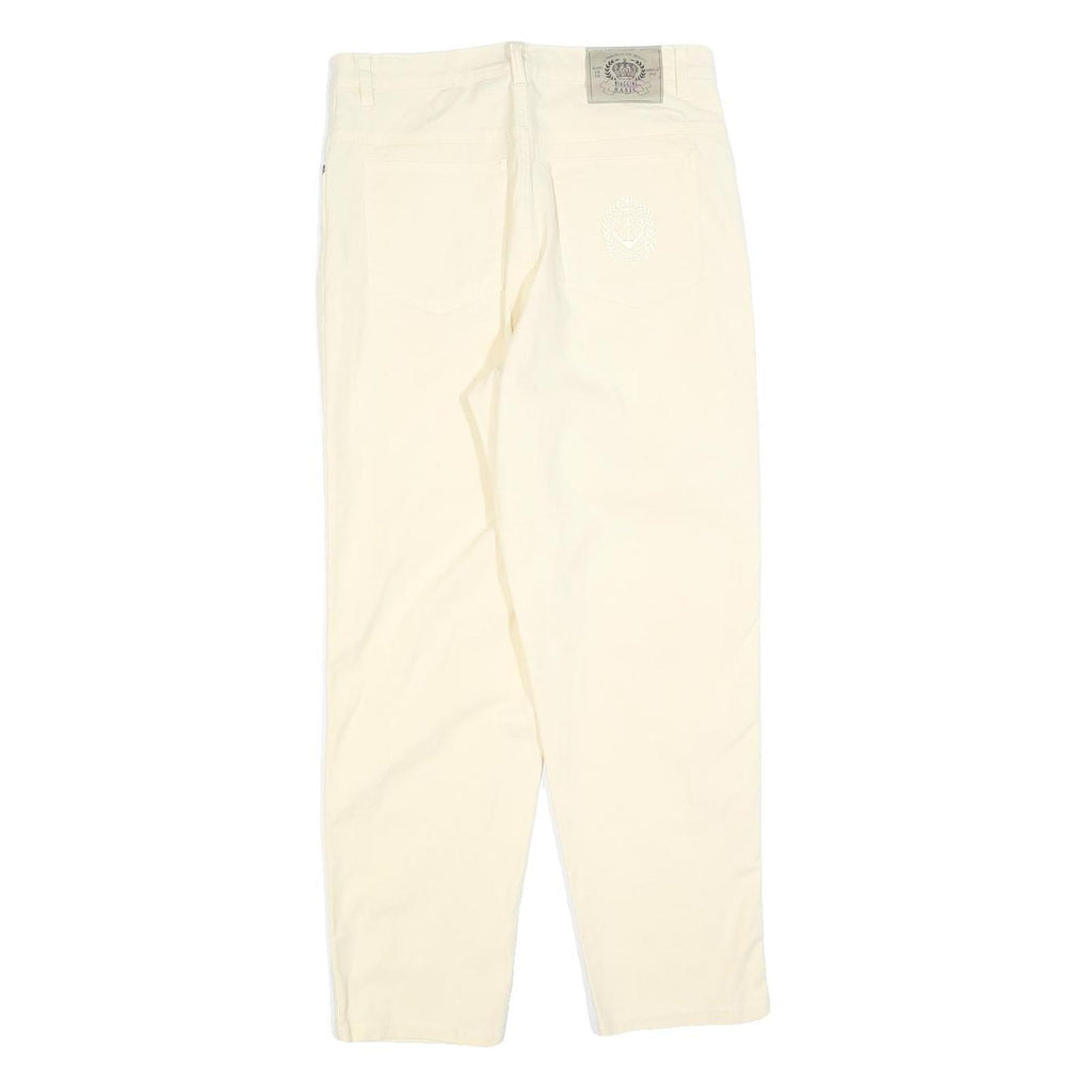 BIAGGINI Womens Cotton Blend Cream Regular Fit Straight Leg Trousers W28 L25
