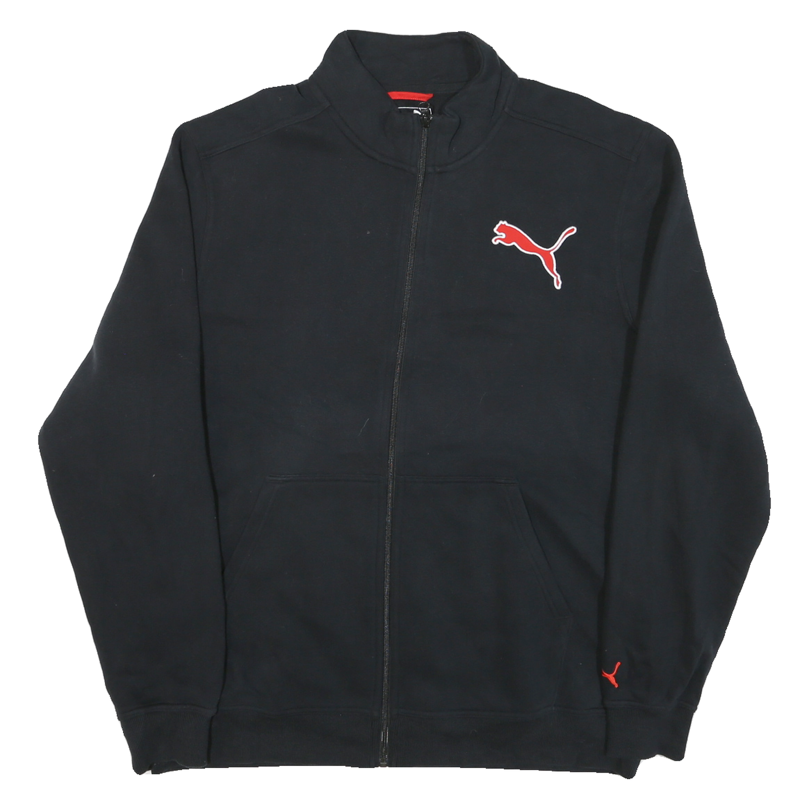 PUMA Mens Black Jacket XL Cotton Blend Zip Plain Casual Sportswear