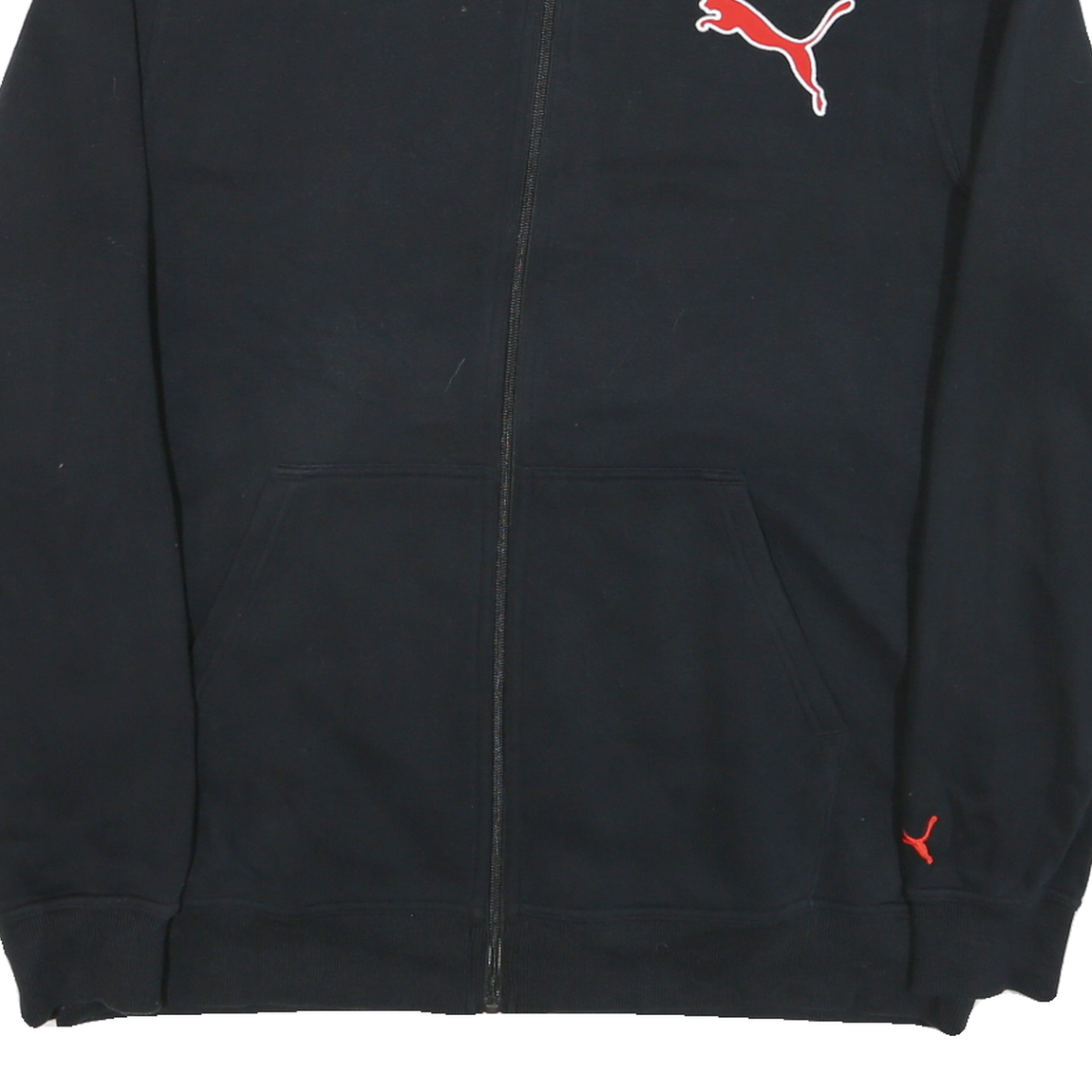 PUMA Mens Black Jacket XL Cotton Blend Zip Plain Casual Sportswear