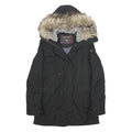 WOOLRICH Womens Black Outdoor Jacket S Synthetic Plain Zip Hooded Warm Winter