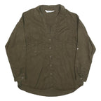 ZARA Womens Green Basic Long Sleeve V-Neck Shirt S Cotton Blend Casual