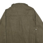 ZARA Womens Green Basic Long Sleeve V-Neck Shirt S Cotton Blend Casual