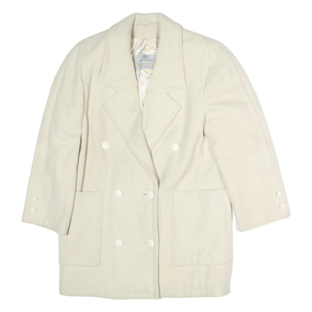 AQUASCUTUM Womens Cream White Double Breasted Jacket L Cotton Blend Button