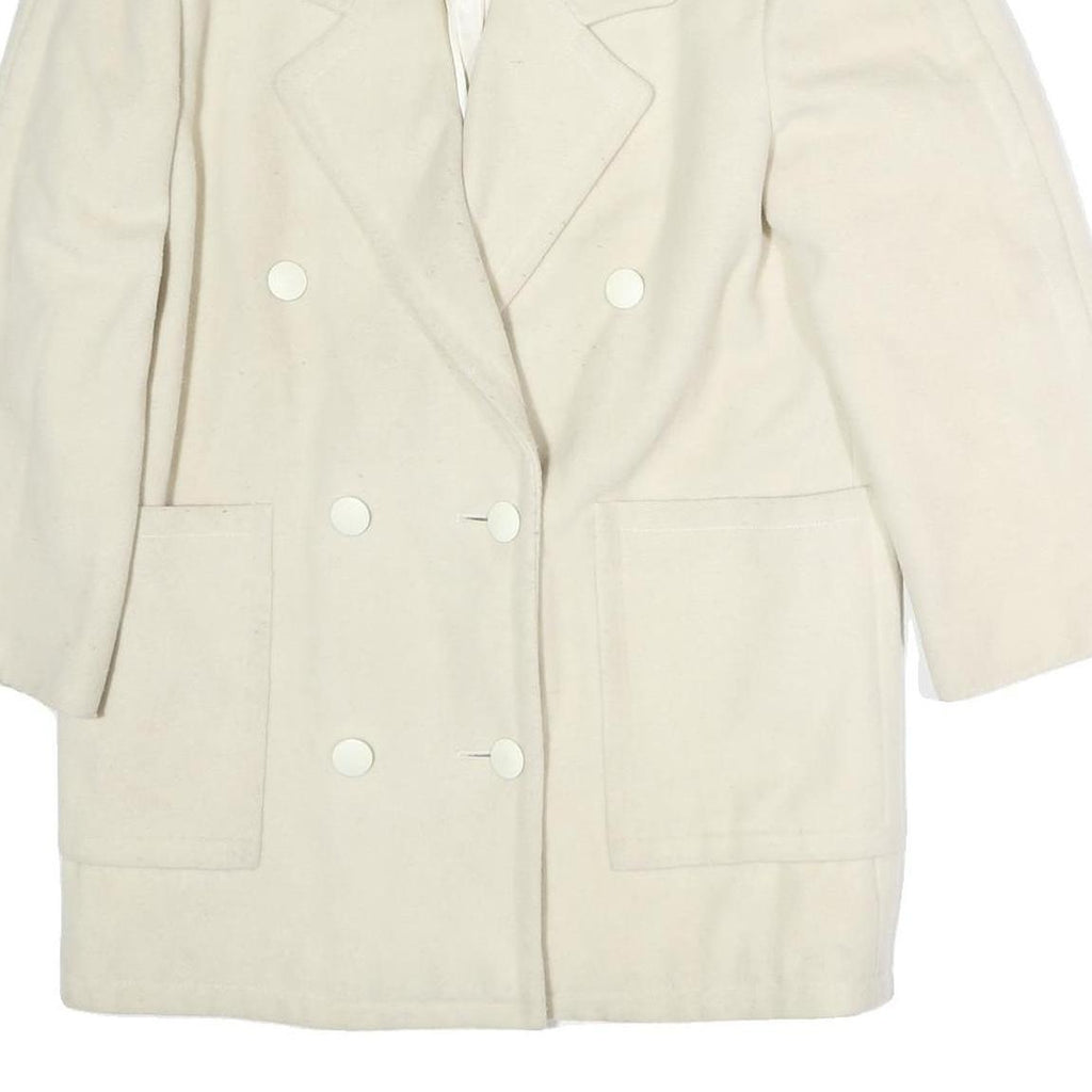 AQUASCUTUM Womens Cream White Double Breasted Jacket L Cotton Blend Button