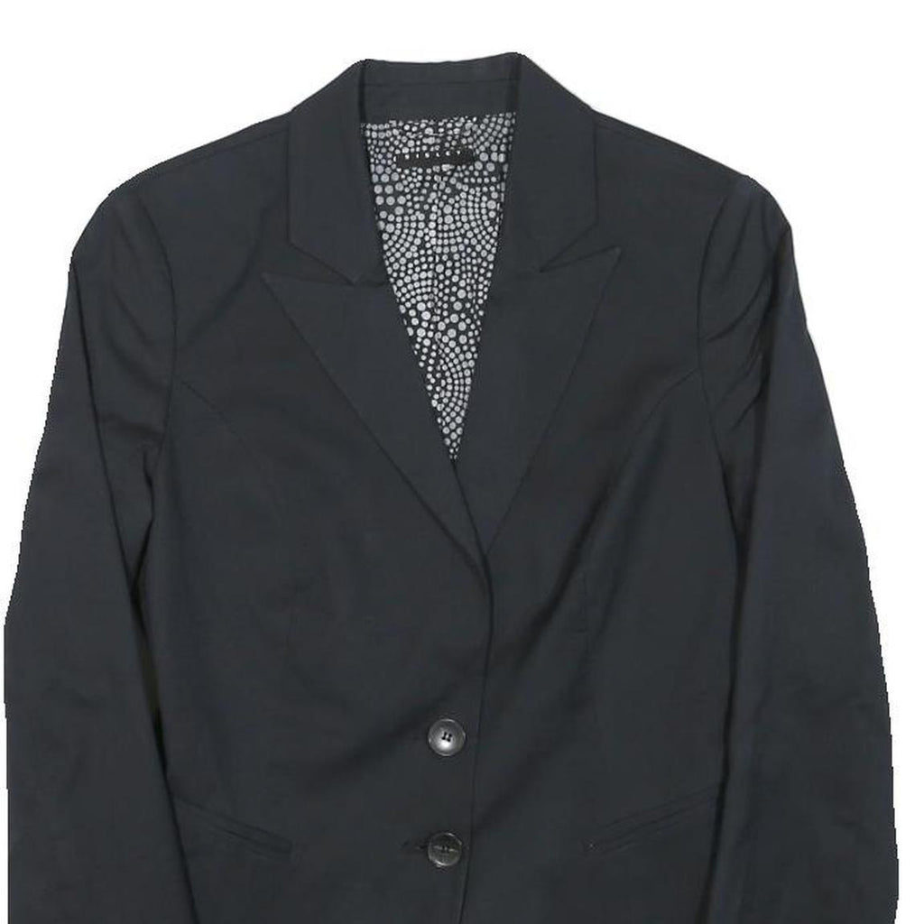SISLEY Womens Black Cotton Blend Blazer Jacket XXS Button Closure Tailored Plain