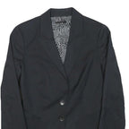 SISLEY Womens Black Cotton Blend Blazer Jacket XXS Button Closure Tailored Plain