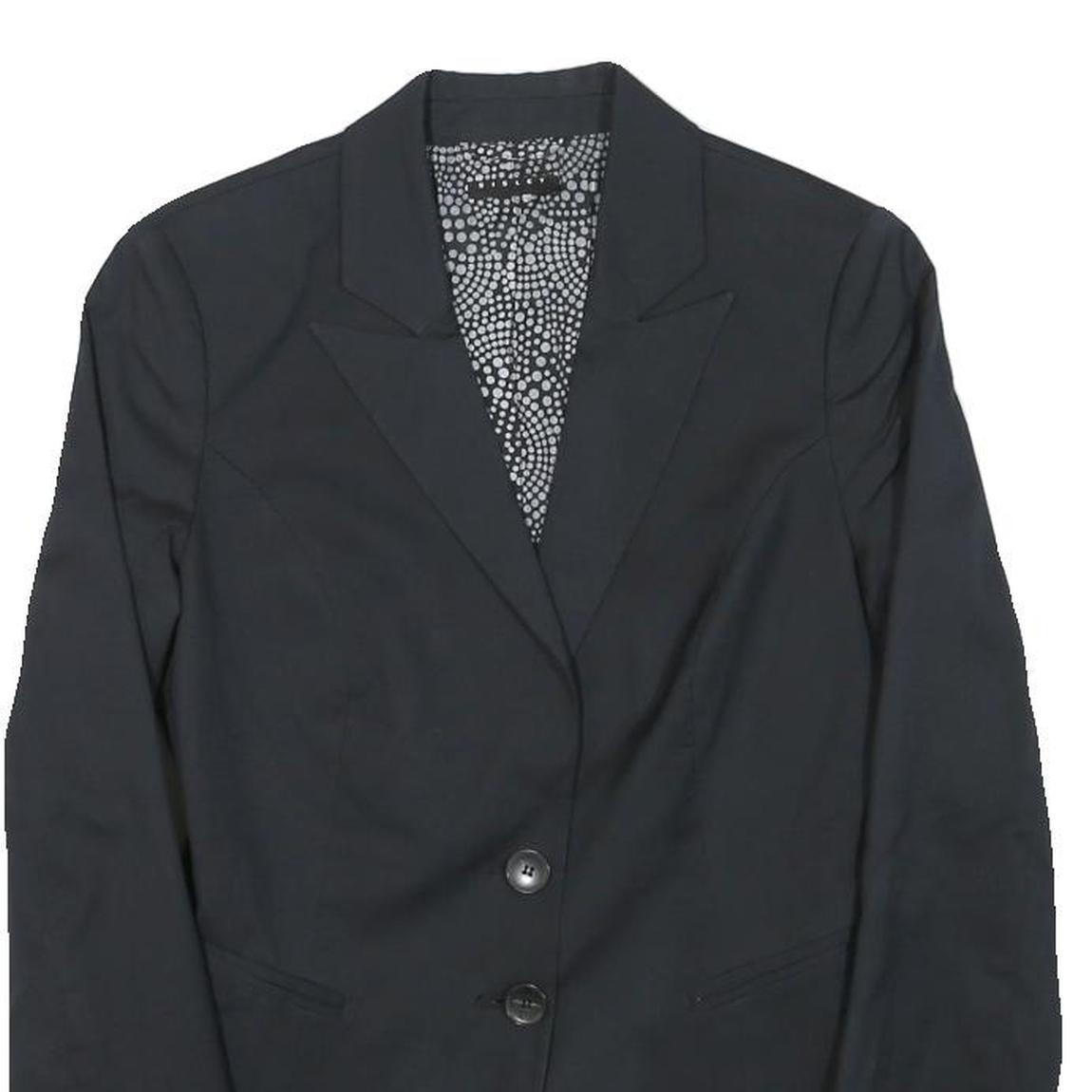 SISLEY Womens Black Cotton Blend Blazer Jacket XXS Button Closure Tailored Plain