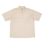 Mens Beige Cotton Short Sleeve Shirt 3XL Casual Summer Light Fabric
