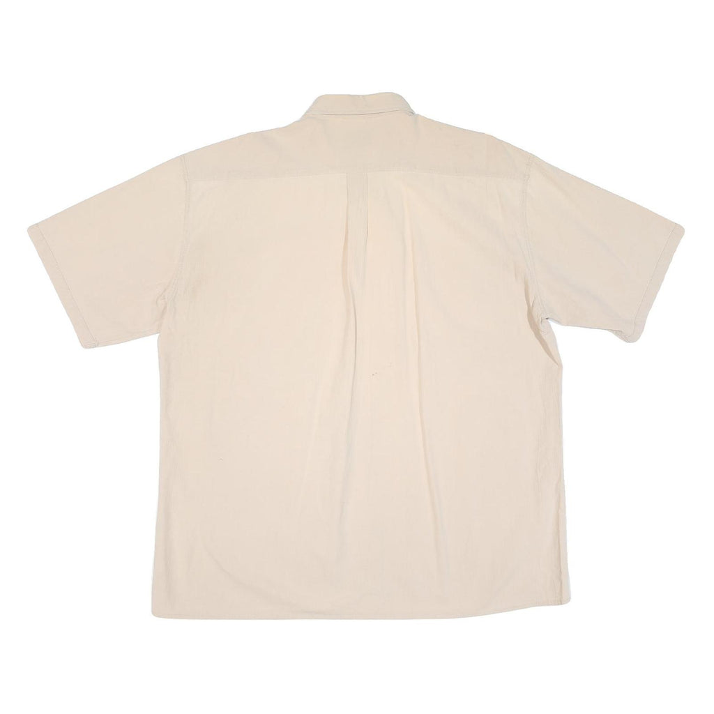 Mens Beige Cotton Short Sleeve Shirt 3XL Casual Summer Light Fabric