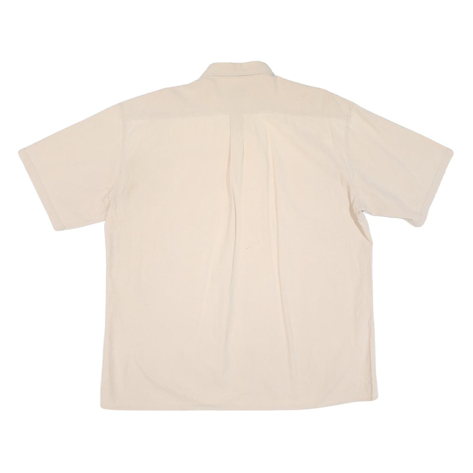 Mens Beige Cotton Short Sleeve Shirt 3XL Casual Summer Light Fabric
