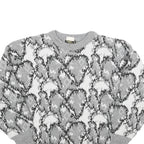 ACKERMANN Mens Grey Patterned Wool Blend Jumper Crew Neck Basic Knit L