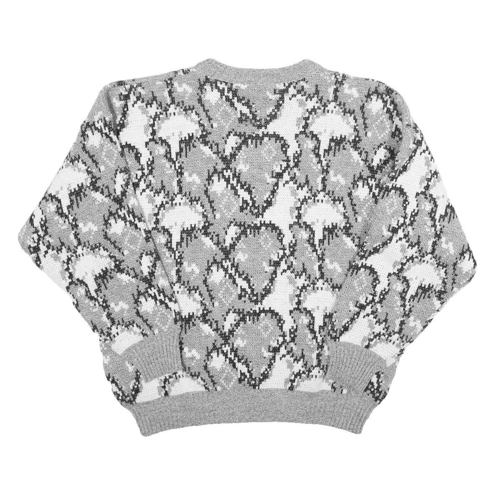 ACKERMANN Mens Grey Patterned Wool Blend Jumper Crew Neck Basic Knit L