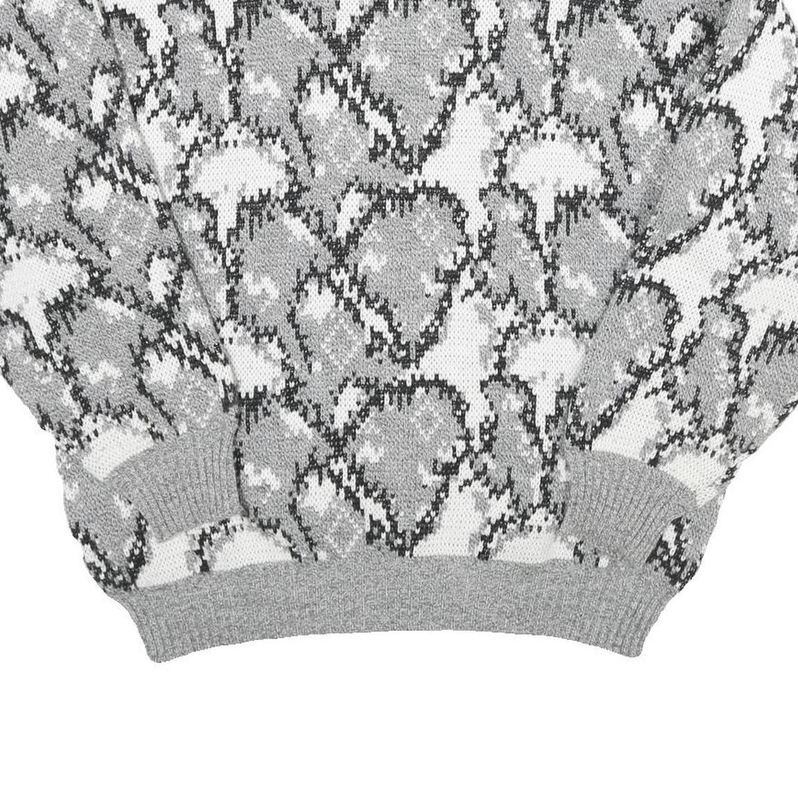 ACKERMANN Mens Grey Patterned Wool Blend Jumper Crew Neck Basic Knit L