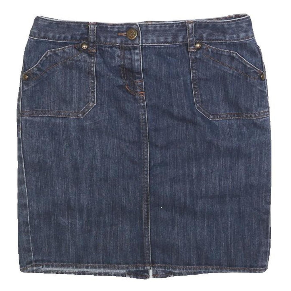 TOMMY HILFIGER Womens Blue Denim Mini Cotton Blend Skirt M Casual Stylish Pocket