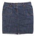 TOMMY HILFIGER Womens Blue Denim Mini Cotton Blend Skirt M Casual Stylish Pocket