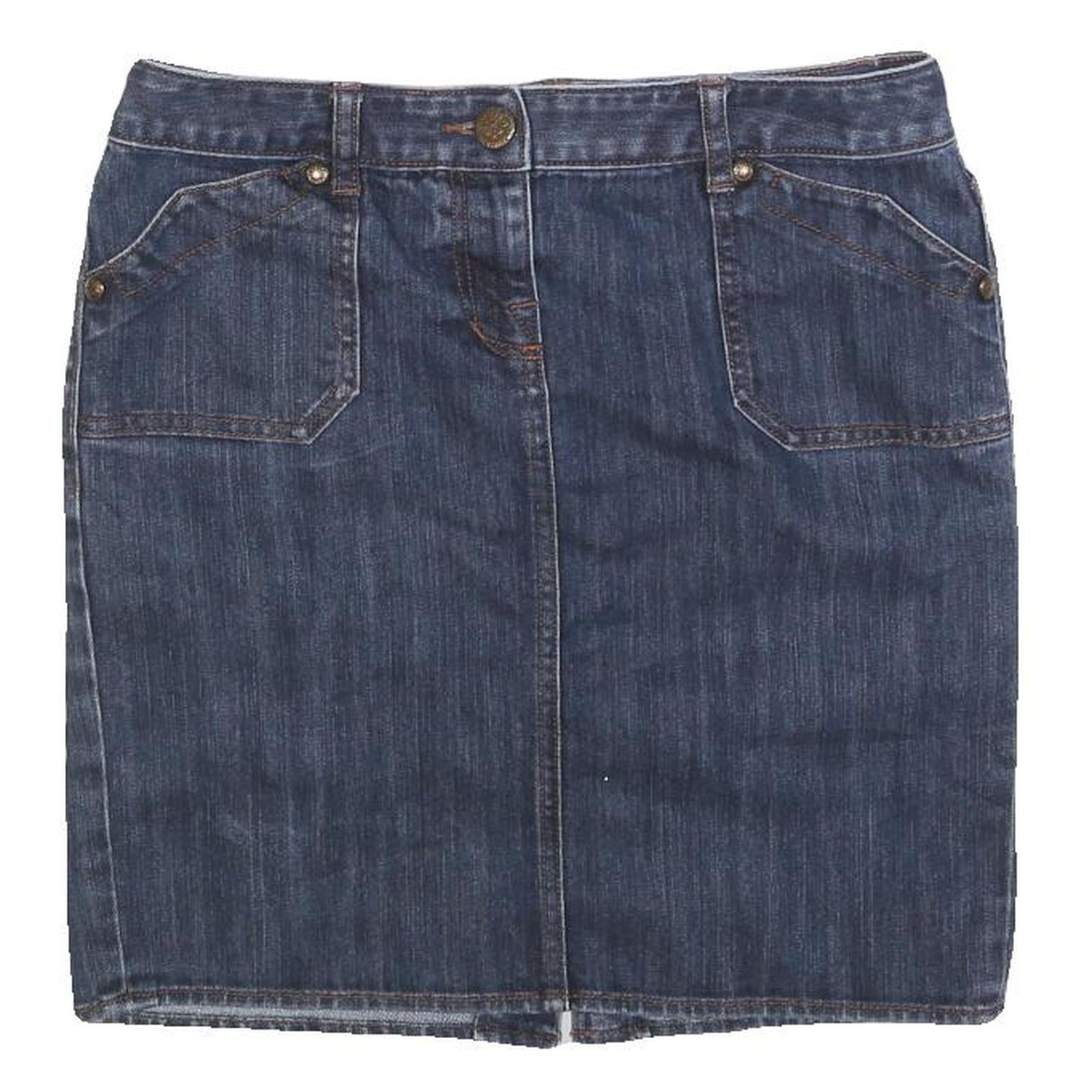 TOMMY HILFIGER Womens Blue Denim Mini Cotton Blend Skirt M Casual Stylish Pocket