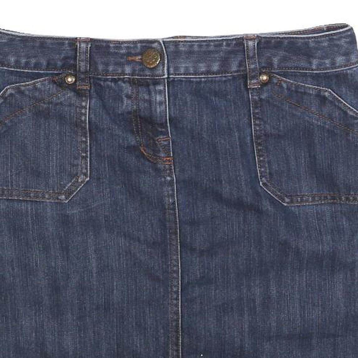 TOMMY HILFIGER Womens Blue Denim Mini Cotton Blend Skirt M Casual Stylish Pocket