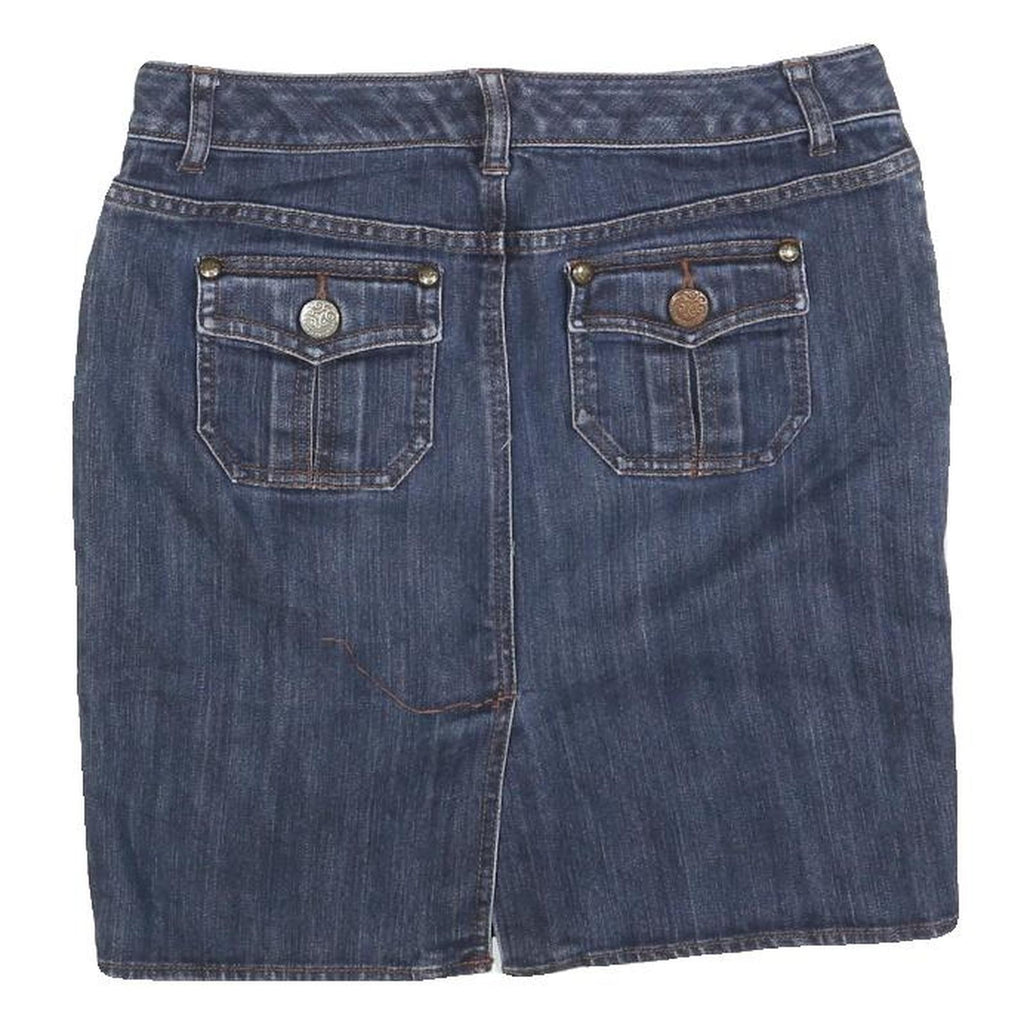 TOMMY HILFIGER Womens Blue Denim Mini Cotton Blend Skirt M Casual Stylish Pocket