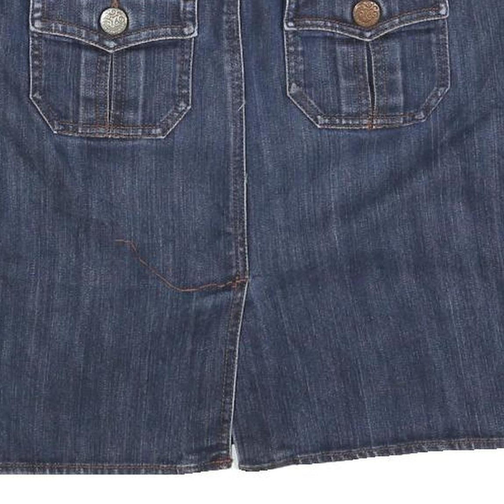 TOMMY HILFIGER Womens Blue Denim Mini Cotton Blend Skirt M Casual Stylish Pocket