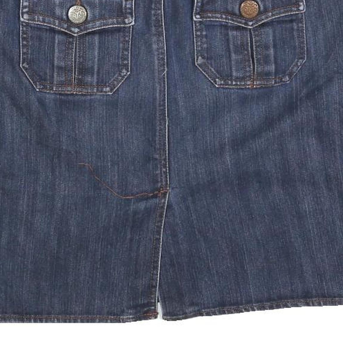 TOMMY HILFIGER Womens Blue Denim Mini Cotton Blend Skirt M Casual Stylish Pocket