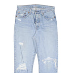 LEVI'S 501 Womens Regular Fit Straight Denim Light W27 L26 Distressed Jeans