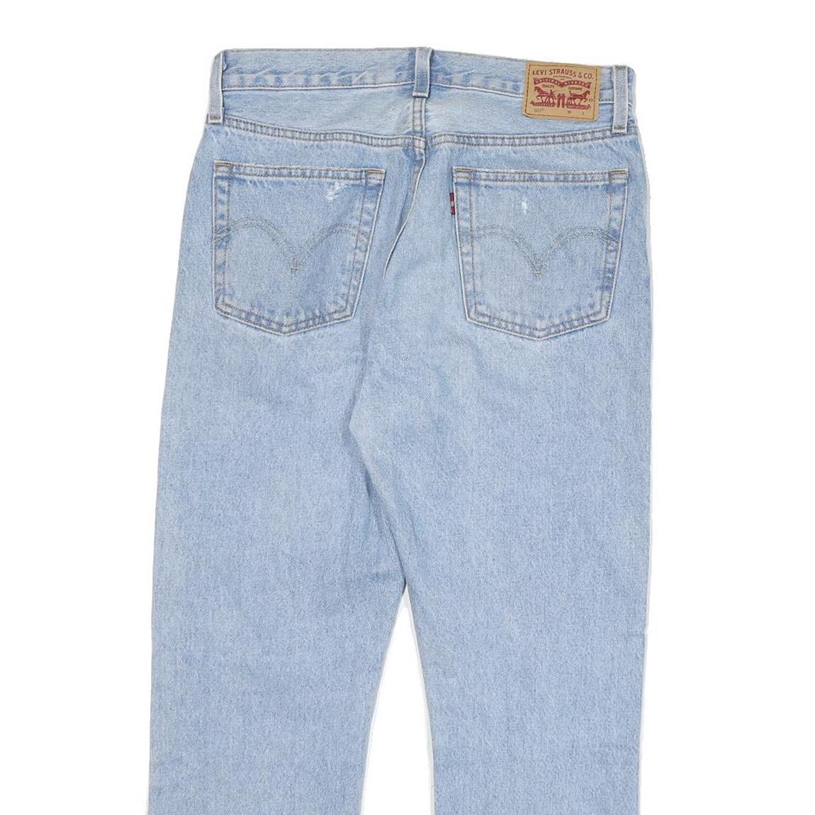 LEVI'S 501 Womens Regular Fit Straight Denim Light W27 L26 Distressed Jeans