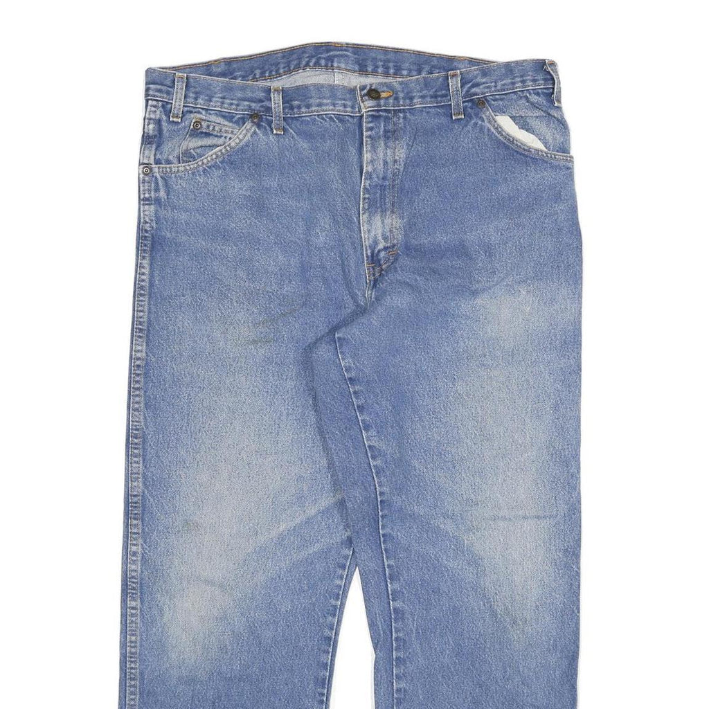 DICKIES Mens Regular Fit Straight Blue Denim Jeans W40 L30 Classic Zip Cotton