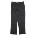DICKIES Mens Regular Black Cotton Blend Trousers W36 L34 Workwear Zip Closure
