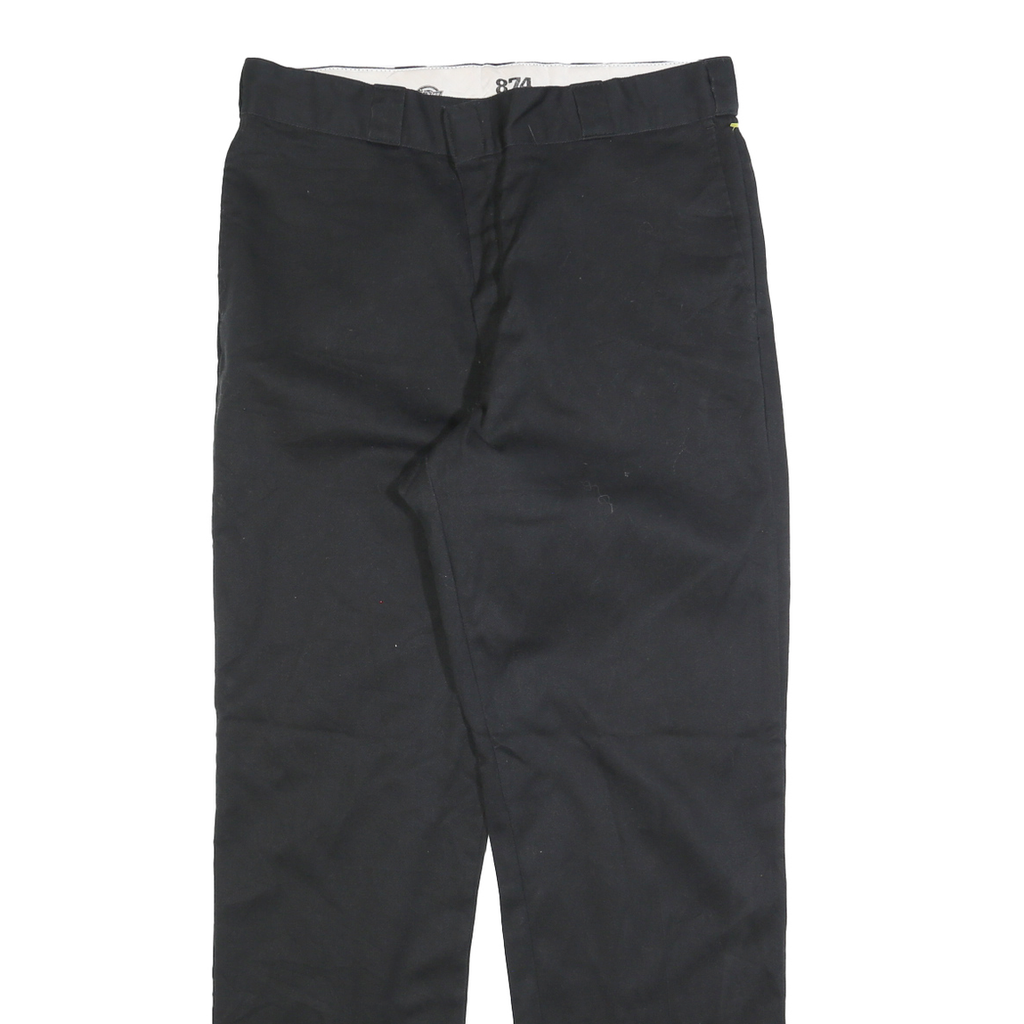 DICKIES Mens Regular Black Cotton Blend Trousers W36 L34 Workwear Zip Closure