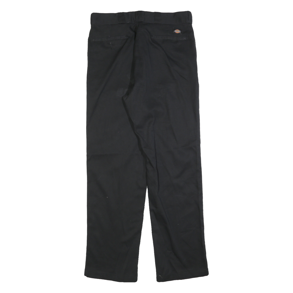 DICKIES Mens Regular Black Cotton Blend Trousers W36 L34 Workwear Zip Closure