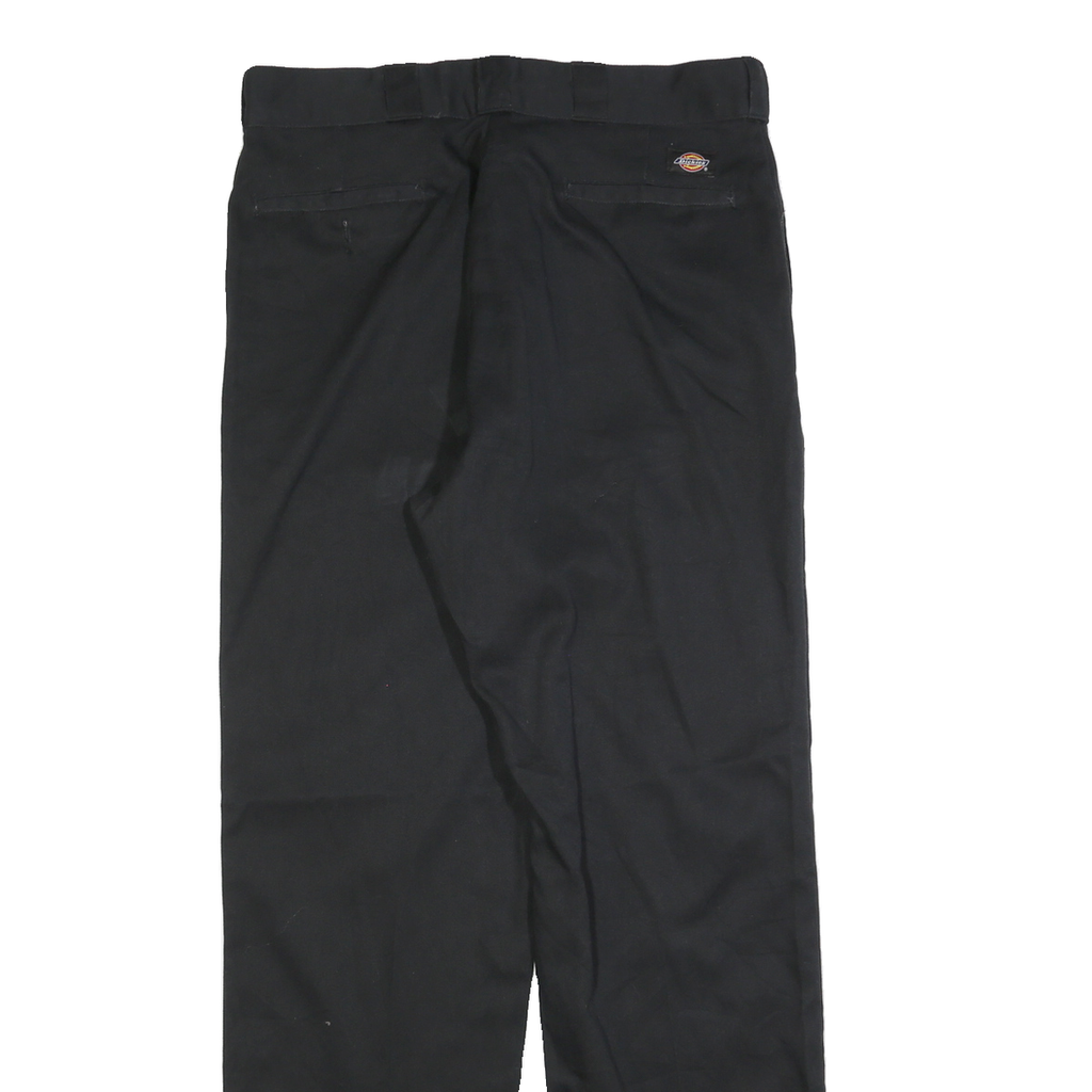 DICKIES Mens Regular Black Cotton Blend Trousers W36 L34 Workwear Zip Closure