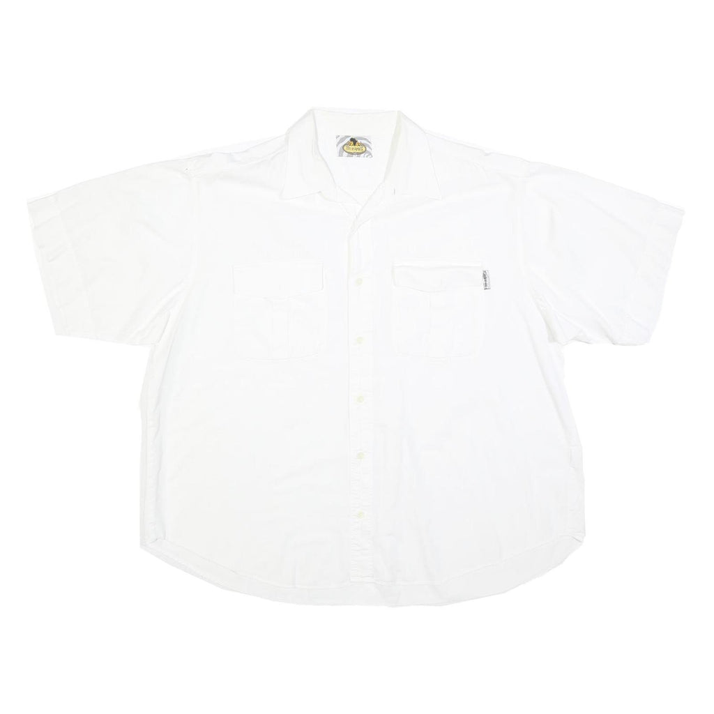 OUT OF AFRICA Mens White Cotton Blend Short Sleeve Shirt L Casual Summer Shirt