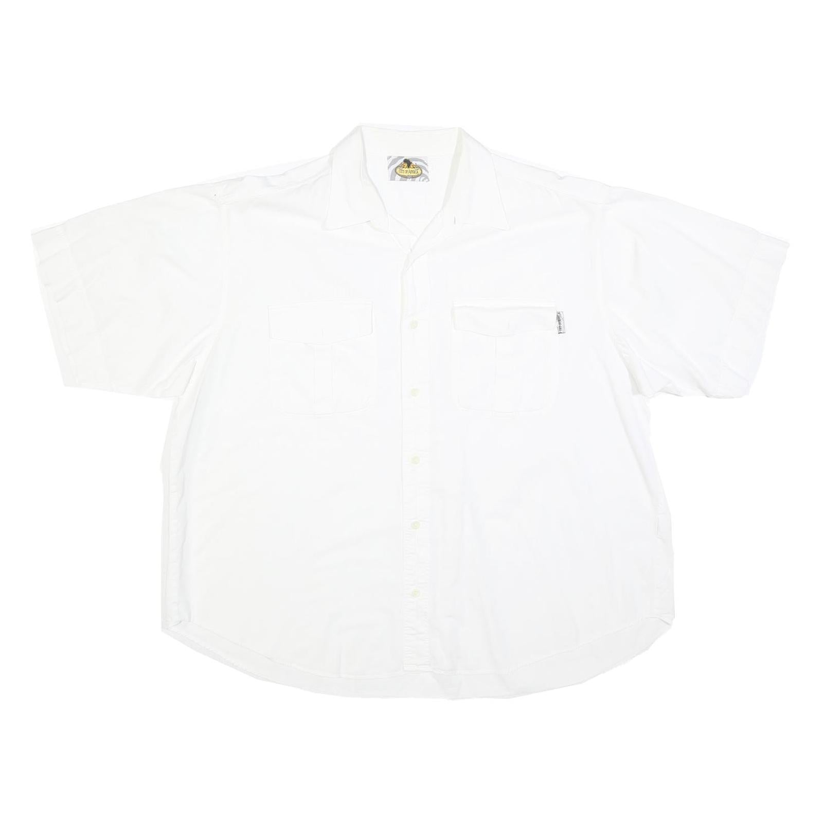 OUT OF AFRICA Mens White Cotton Blend Short Sleeve Shirt L Casual Summer Shirt