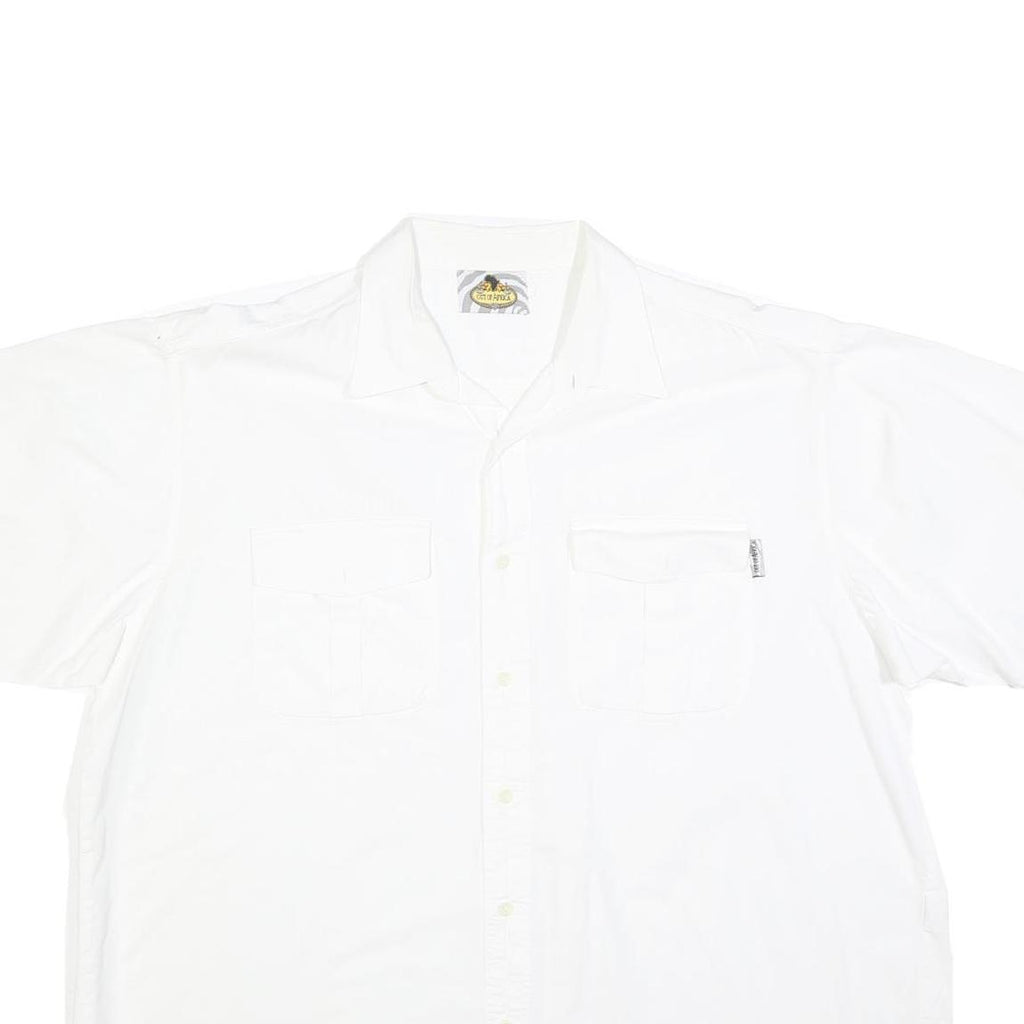 OUT OF AFRICA Mens White Cotton Blend Short Sleeve Shirt L Casual Summer Shirt