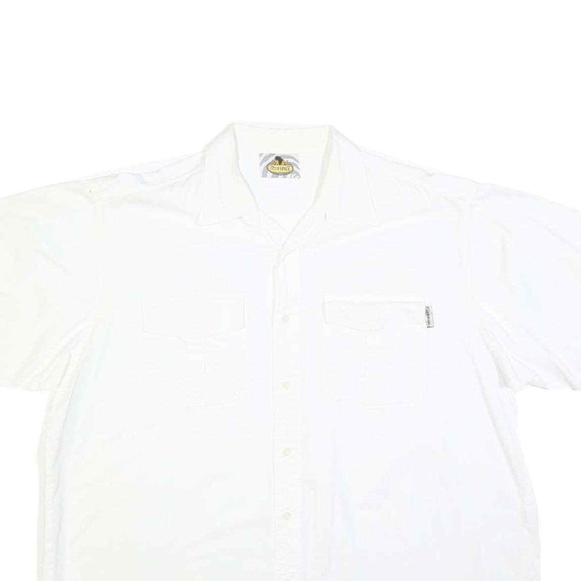 OUT OF AFRICA Mens White Cotton Blend Short Sleeve Shirt L Casual Summer Shirt