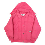 ELHO Womens Pink Jacket L Polyester Blend Plain Zip Hooded Puffer Warm