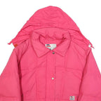 ELHO Womens Pink Jacket L Polyester Blend Plain Zip Hooded Puffer Warm