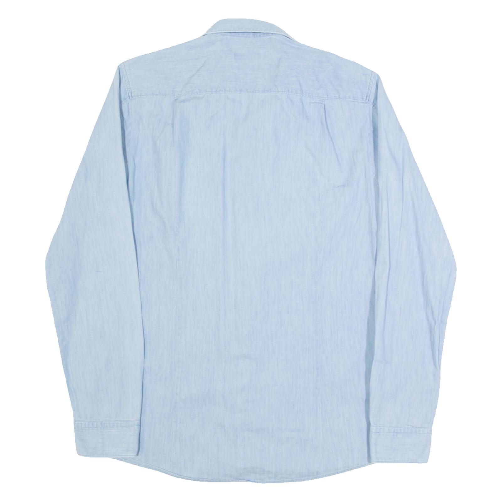 HUGO BOSS Mens Plain Shirt Blue Long Sleeve S
