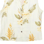 TWO PALMS Womens Cream & Yellow Floral Sleeveless Shirt S Button Up Summer